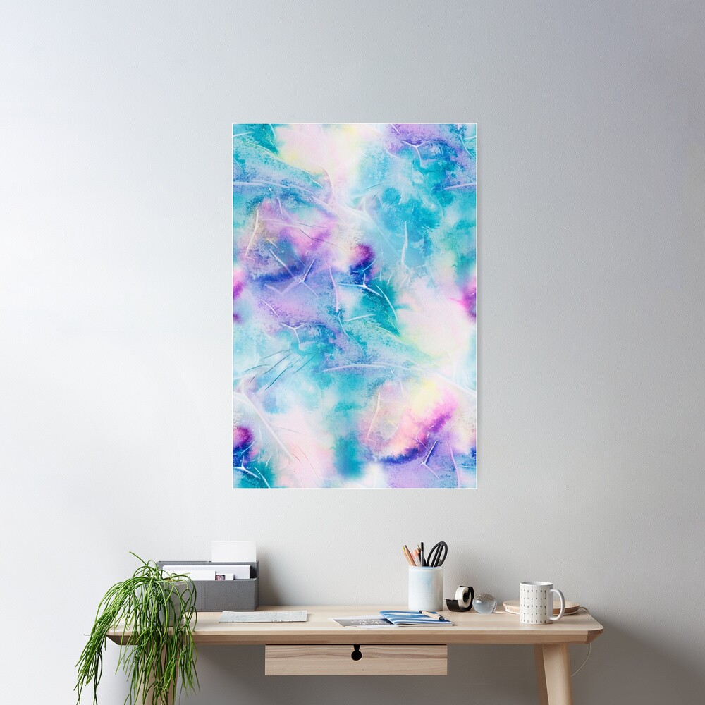 Inky pastel colorful handpainted texture Poster