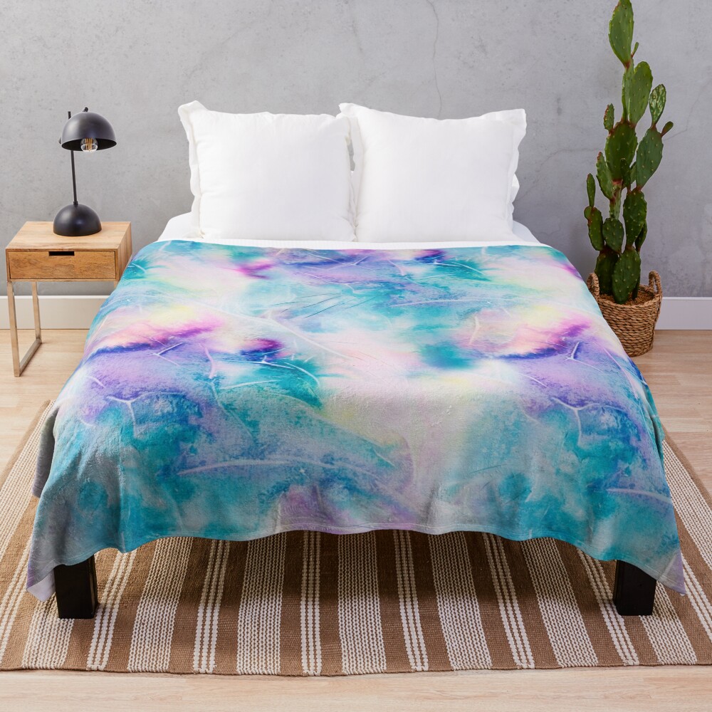 Inky pastel colorful handpainted texture Throw Blanket