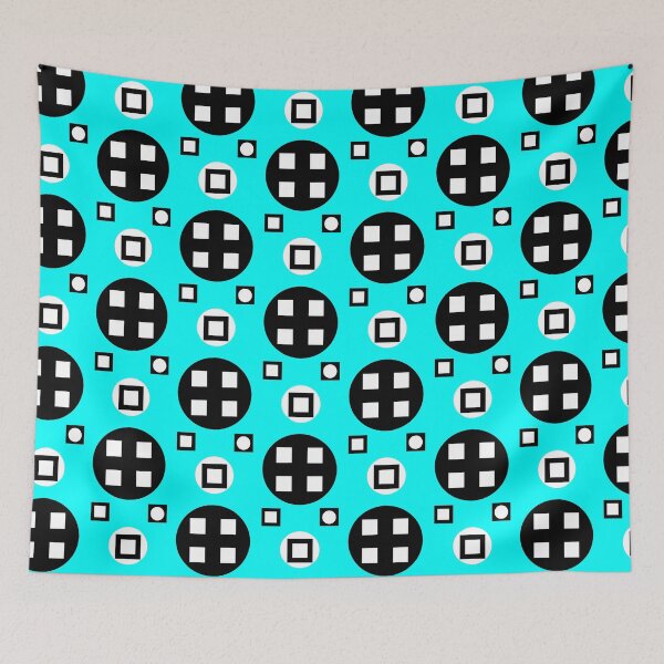Item preview, pattern with shapes on blue designed and sold by M-Lorentsson.