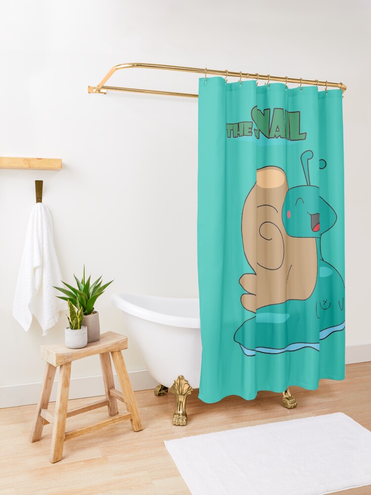 "The Snail Cute Digital Artwork Design Kawaii" Shower Curtain for