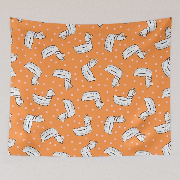 Item preview, Llama pool floats on orange designed and sold by littlearrow.