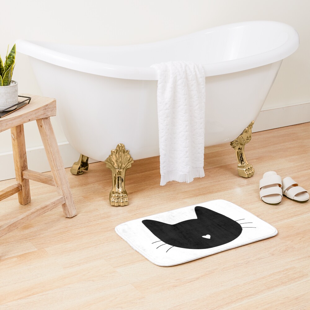 Cat Heart Nose Bath Mat