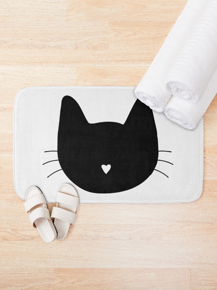 Thumbnail 1 of 6, Bath Mat, Cat Heart Nose designed and sold by DanaAndTheBooks.