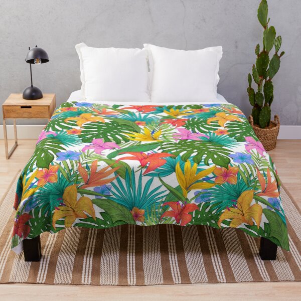 Item preview, Colourful Tropical flowers and leaves pattern designed and sold by azule1.