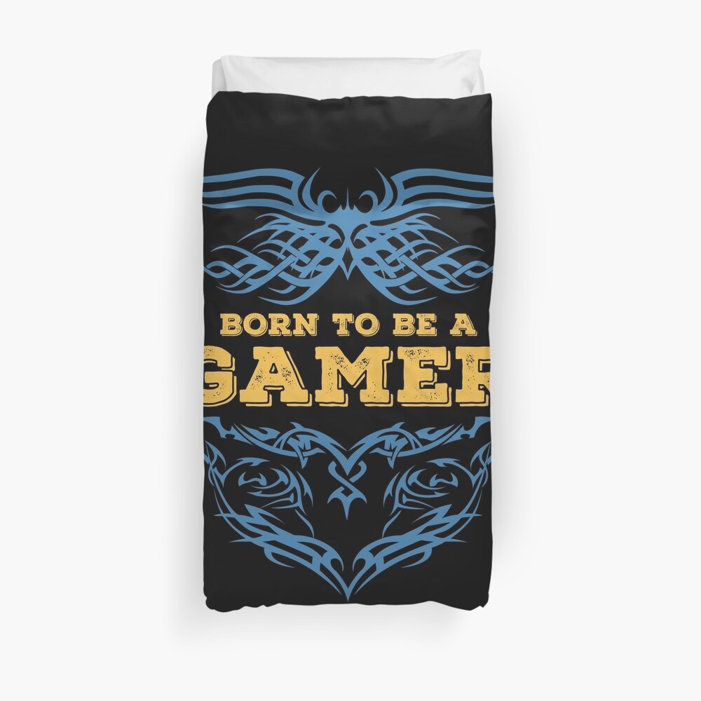 Born to be a GAMER Emblem tattoo style Duvet Cover