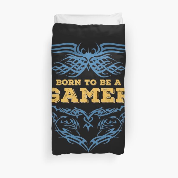 Born to be a GAMER Emblem tattoo style Duvet Cover