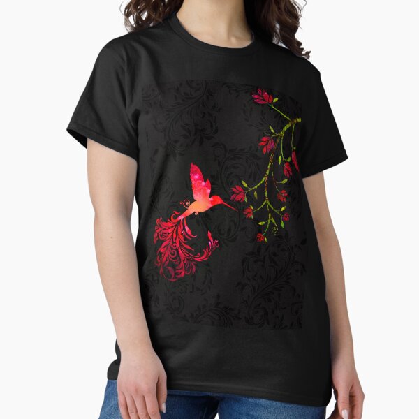 Item preview, Scarlet Red Twilight Damask Hummingbird fantasy art designed and sold by Glimmersmith.