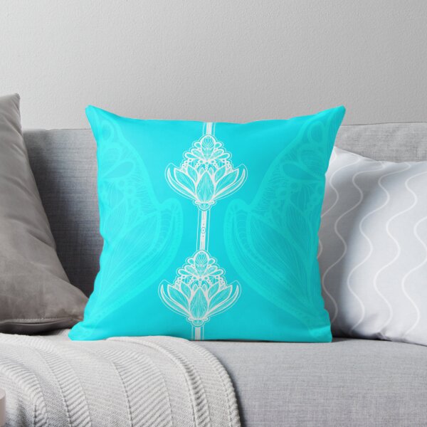 Chakra awakening || Blue Lotus Flower Throw Pillow