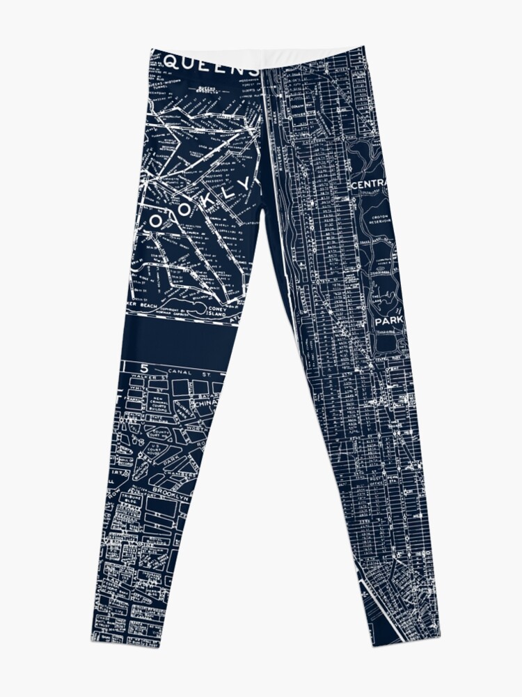 New York City Map Stretchy Leggings, NYC Map 