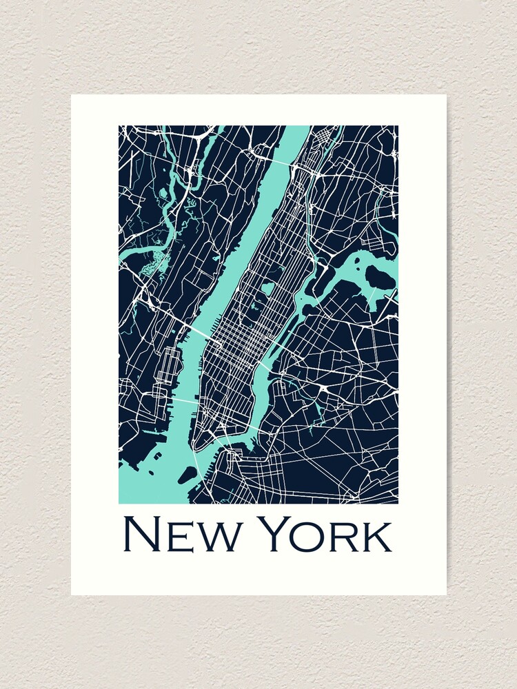 New York City Street Map Art Print By Fredseghetti Redbubble