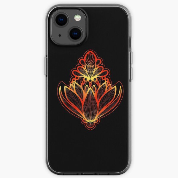Lotus Flower , Chakra Awakening || Black and Red iPhone Soft Case