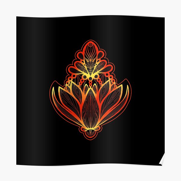 Lotus Flower , Chakra Awakening || Black and Red Poster