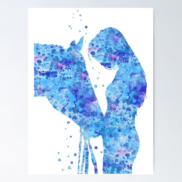 Item preview, Girl with horse, watercolor girl, watercolor horse designed and sold by Rosaliartbook.