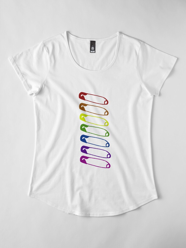 Alternate view of Safe with me rainbow safety pin Premium Scoop T-Shirt