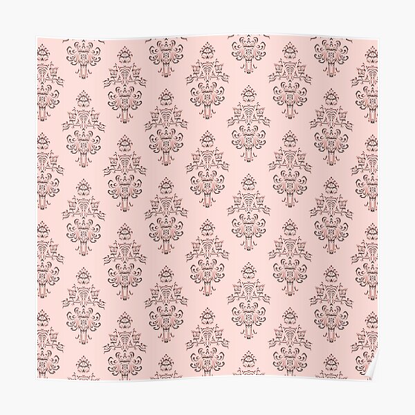 Rose Gold Haunted Mansion Wallpaper Carving Poster
