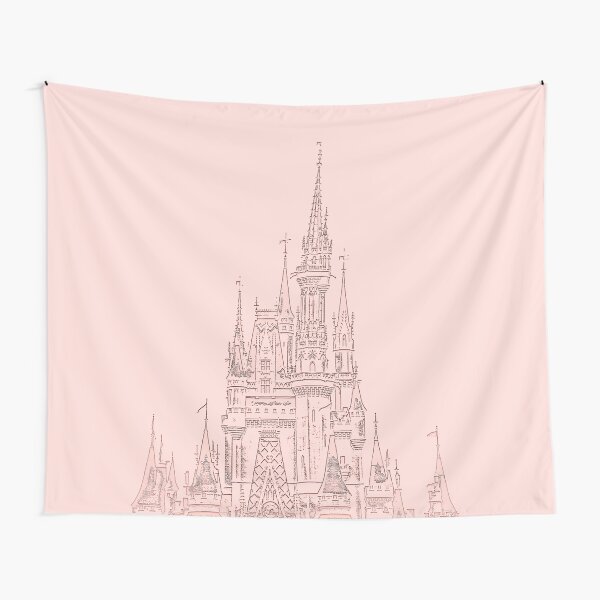 Rose Gold Magic Castle Carving Tapestry