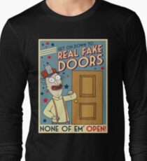 Funny Rick and Morty Real Fake Doors Interdimensional Cable Advertisement Long Sleeve T-Shirt