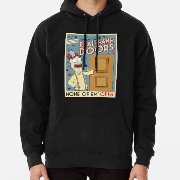 Divertido Rick y Morty Puertas falsas reales Cable interdimensional Anuncio Sudadera con capucha