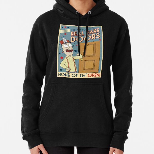 Funny Rick and Morty Real Fake Doors Interdimensional Cable Advertisement Pullover Hoodie