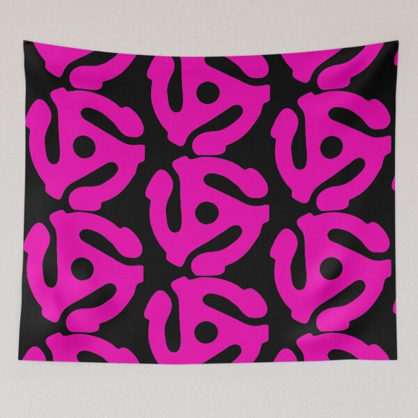 Item preview, Retro 45 rpm record adapter for music lovers, neon pink and black designed and sold by Glimmersmith.