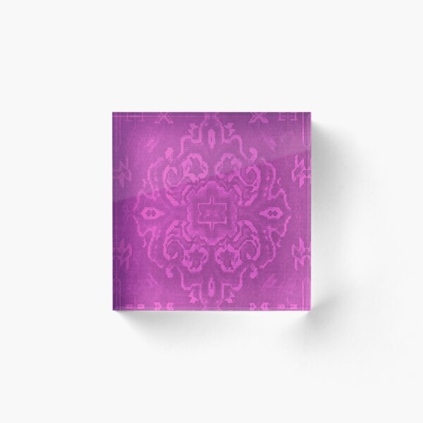 Persian carpet design in magenta Acrylic Block