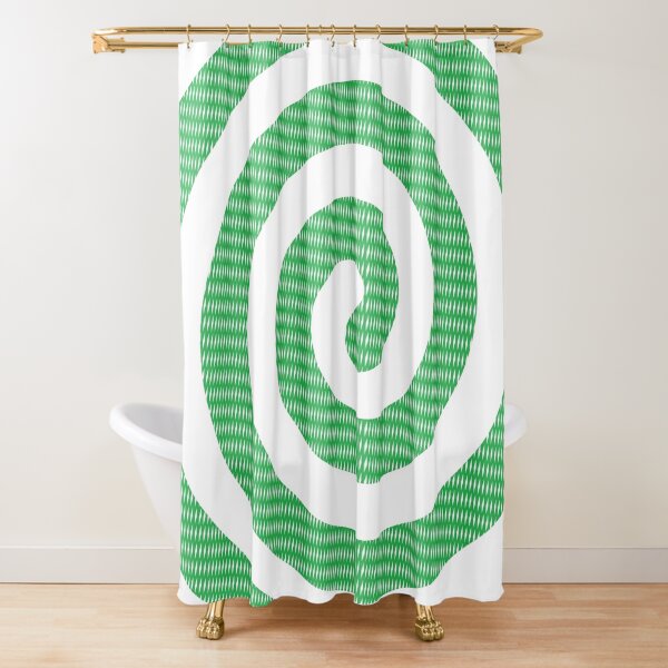 #Green #Spiral #Rug, Symbol, Design, Illustration, sign, shape Shower Curtain