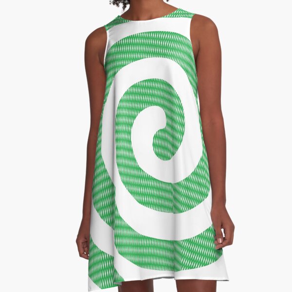 #Green #Spiral #Rug, Symbol, Design, Illustration, sign, shape A-Line Dress