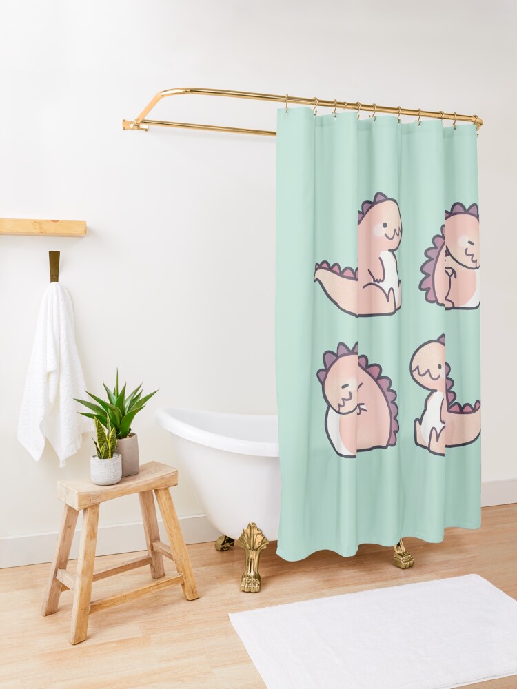 Alternate view of Cute Chubby Sleepy Dragon - Pink Shower Curtain