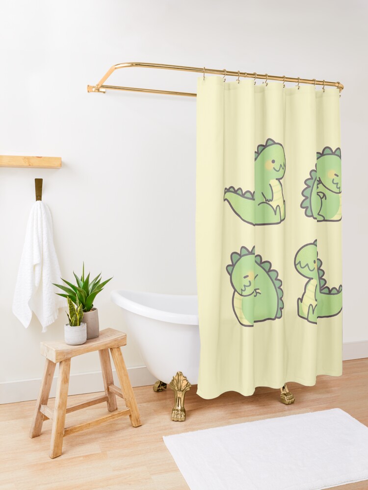 Alternate view of Cute Chubby Sleepy Dragon - Green Shower Curtain
