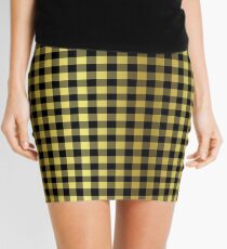 Black and Gold Buffalo Check Plaid Mini Skirt