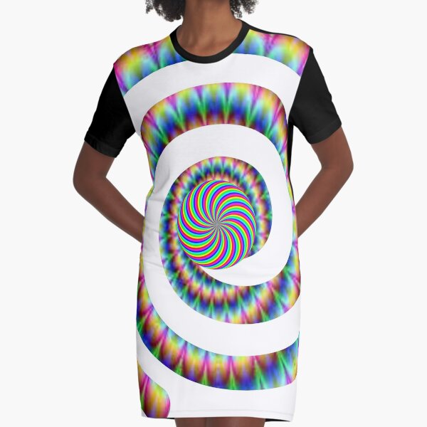 #Multicolored #Spiral #Rug, Symbol, Design, Illustration, sign, shape Graphic T-Shirt Dress