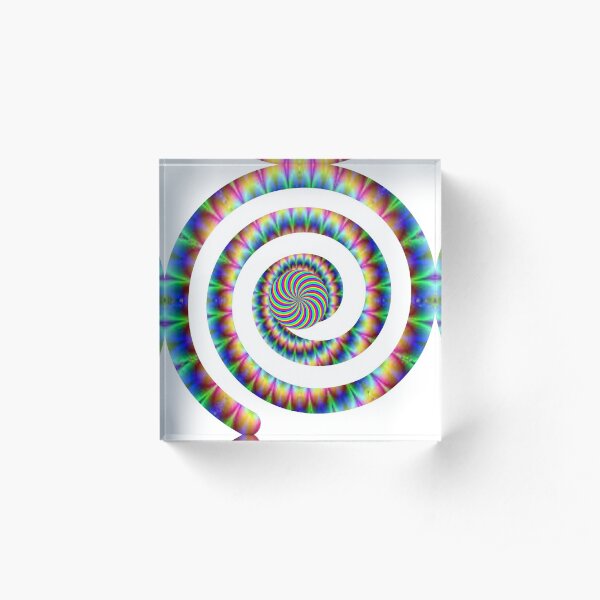 #Square #Multicolored  #Spiral #Rug, Symbol, Design, Illustration, sign, shape Acrylic Block