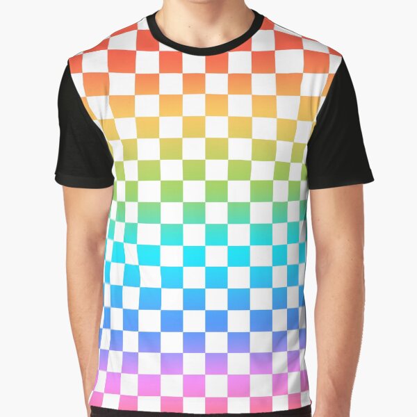 Rainbow Checkerboard Graphic T-Shirt