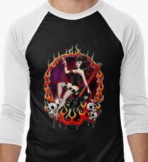 Rockabilly Rockabella (Black) Men's Baseball ¾ T-Shirt