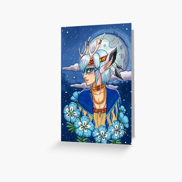 Moonflower Faun Greeting Card