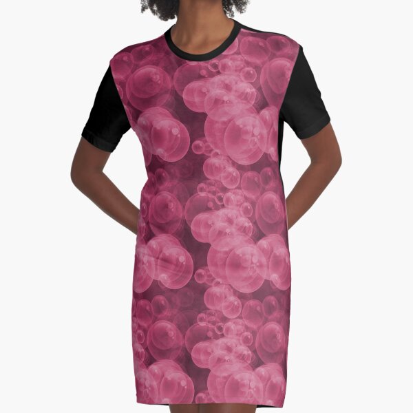 Small Pink Water Air Bubbles Graphic T-Shirt Dress