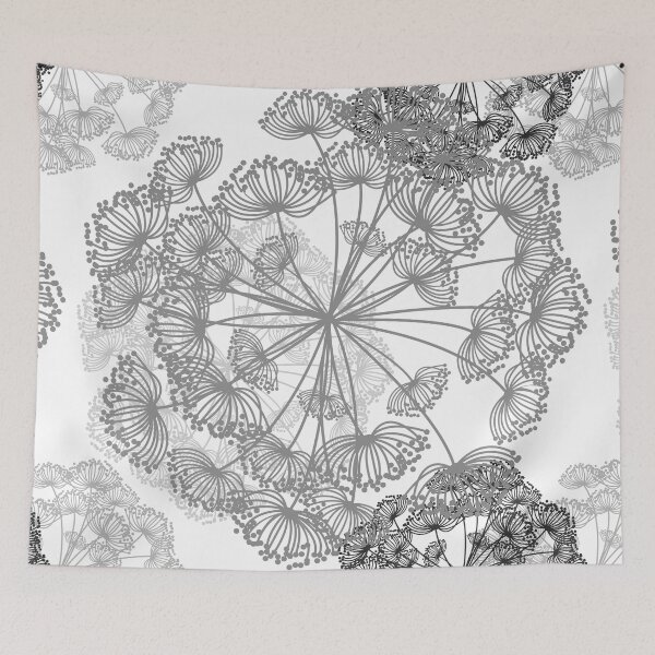 Item preview, Queen Annes Lace Floral pattern in white, grey, charcoal designed and sold by Glimmersmith.