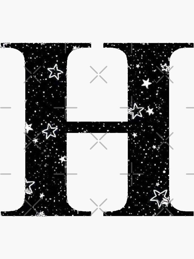 Letter H White Stars Black Sky | Sticker