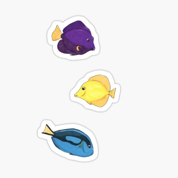 Cartoon Yellow Fish Stickers for Sale