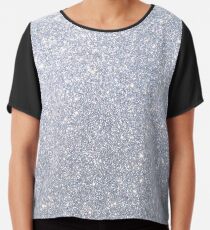 Silver Metallic Sparkly Glitter Chiffon Top
