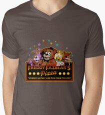 Five Nights at Freddy's Freddy Fazbear's Pizza FNAF logo V-Neck T-Shirt