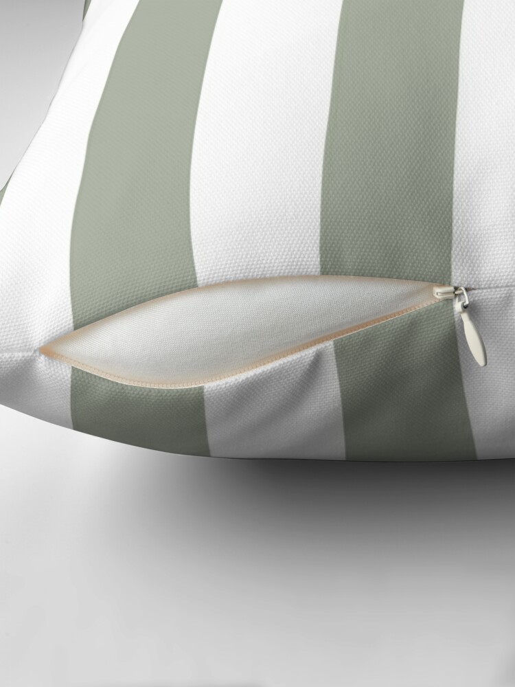 podartist Desert Sage Grey Green and White Cabana Tent Stripe Throw Pillow 16x16 Multicolor