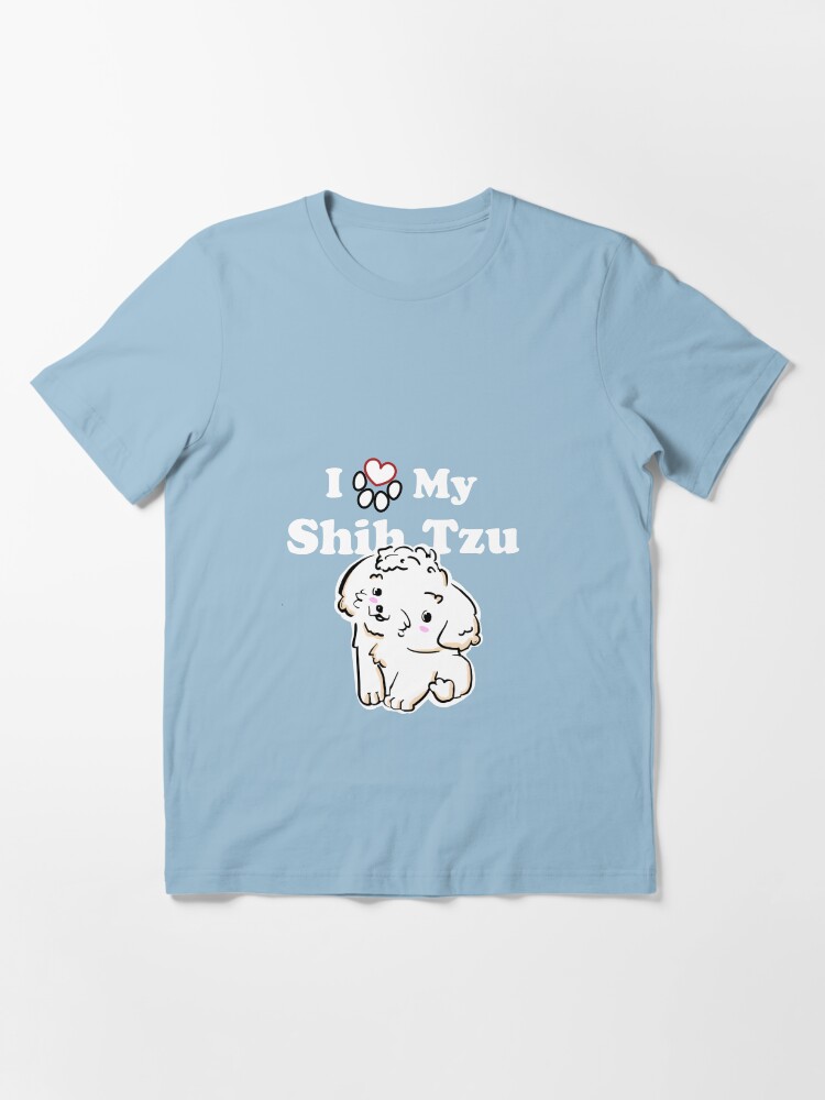 Alternate view of Cute White Shih Tzu Puppy, I Love My Shih Tzu Essential T-Shirt