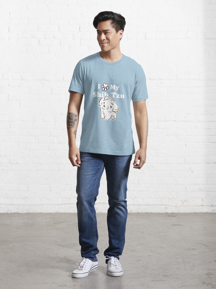 Alternate view of Cute White Shih Tzu Puppy, I Love My Shih Tzu Essential T-Shirt