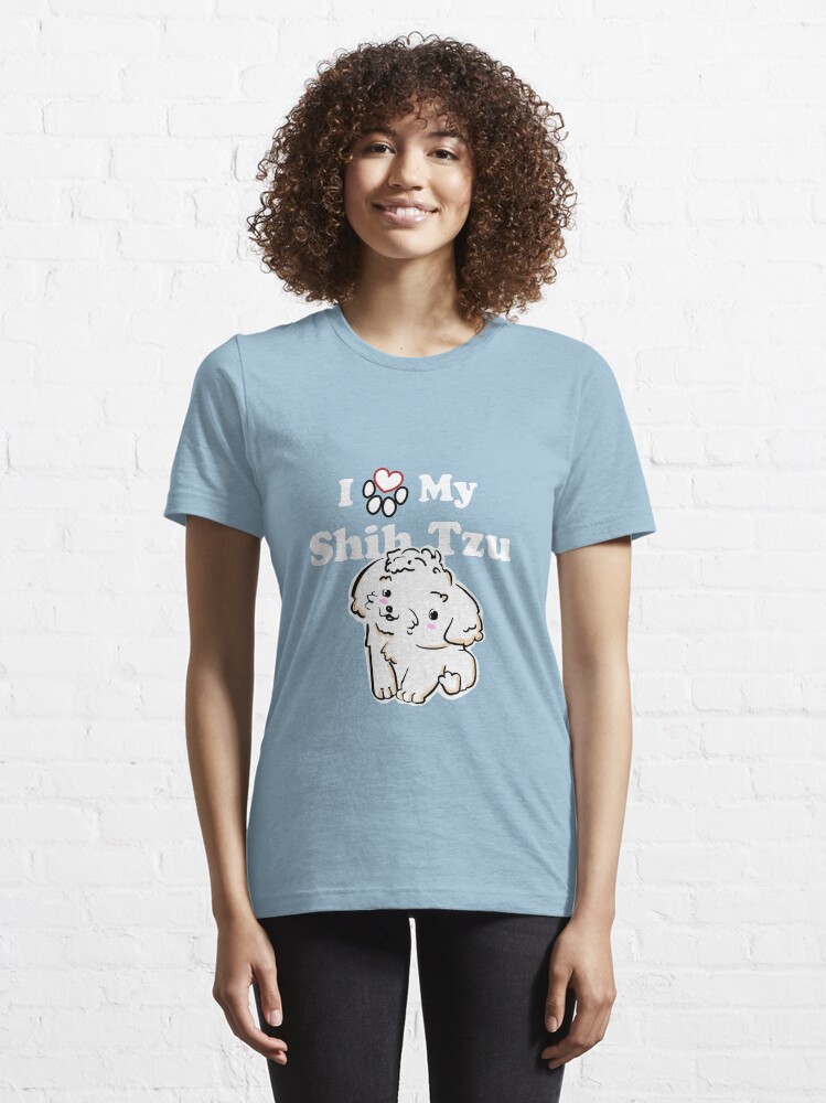 Alternate view of Cute White Shih Tzu Puppy, I Love My Shih Tzu Essential T-Shirt