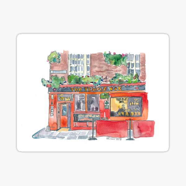 Ireland Dublin The Temple Bar Street Scene Sticker