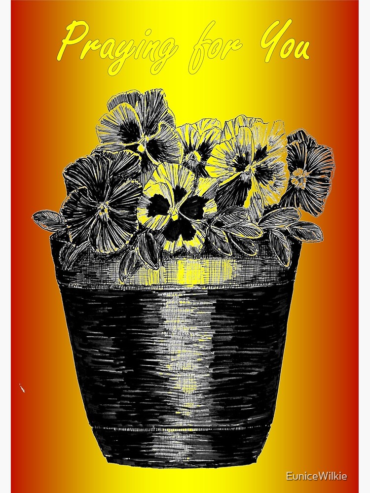 Thumbnail 2 of 2, Greeting Card, Pansies in a Pot - Praying for You Card  designed and sold by EuniceWilkie.