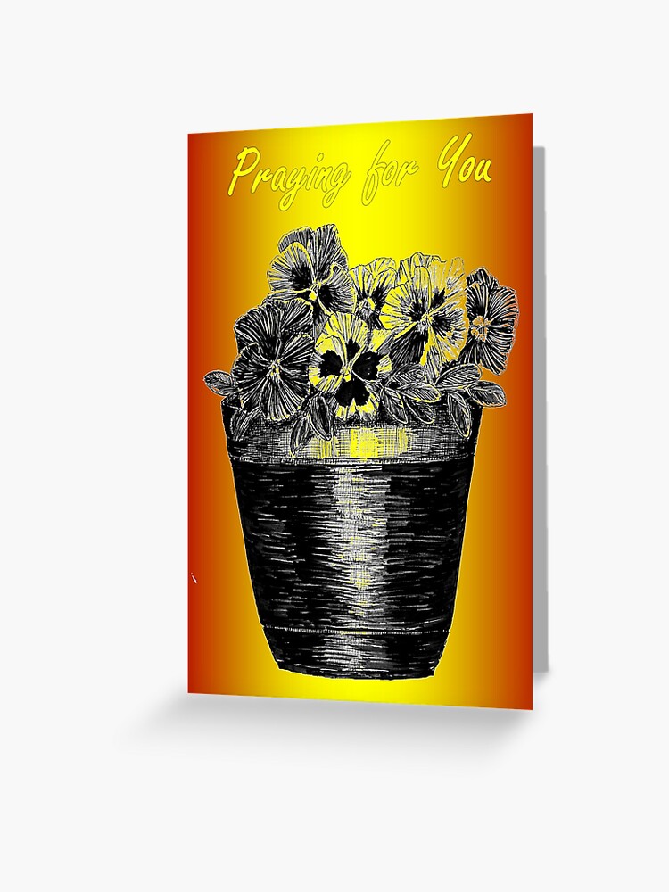 Thumbnail 1 of 2, Greeting Card, Pansies in a Pot - Praying for You Card  designed and sold by EuniceWilkie.