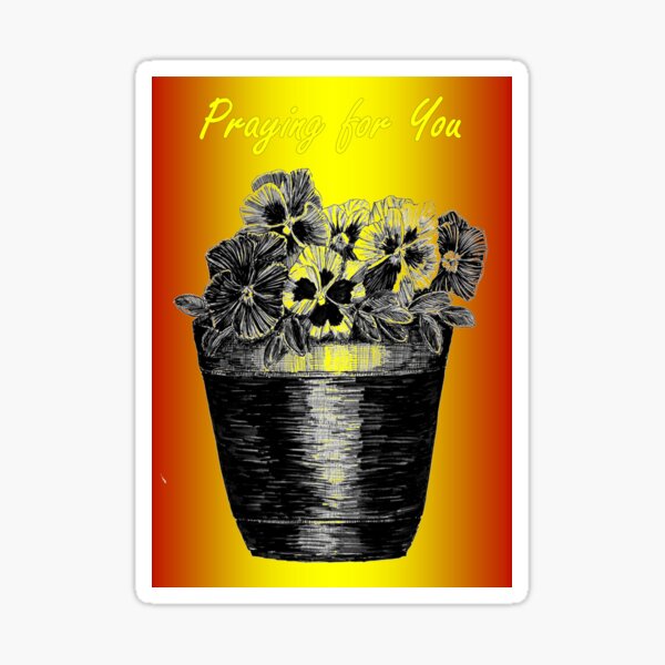 Pansies in a Pot - Praying for You Card Sticker