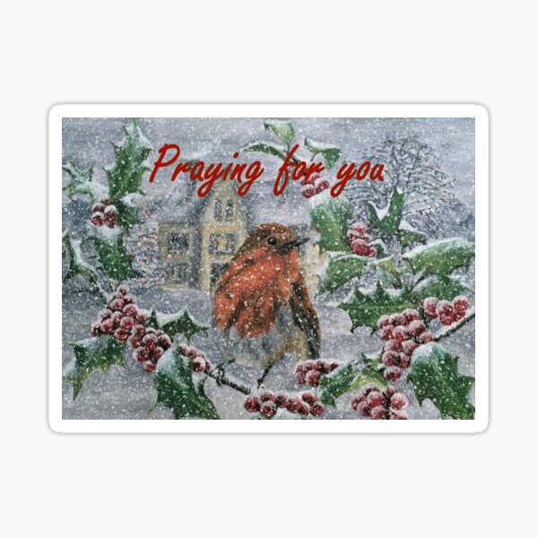 Very Snowy Robin - Praying for You Card Sticker